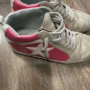ShuShop Pink and White Sneakers with Star Logo